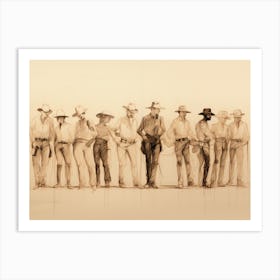 Cowboys Of The West Sketch Art Print