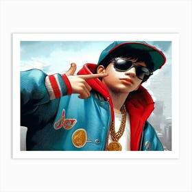 Hip Hop boy wall art poster Art Print