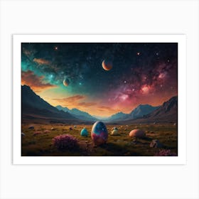 Easter Eggs below the stars Art Print