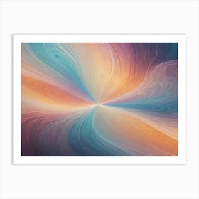 Abstract Swirling, Circular Pattern Of Blue, Orange, And Brown Colors, With An Eye Like Effect In The Center Art Print