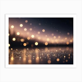 Abstract Image Of A Blurred Background With Sparkling Golden Lights On A Dark Surface Art Print