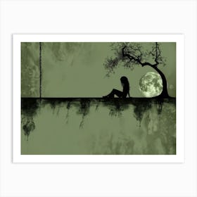 Girl Sitting Under A Tree Art Print