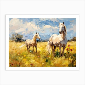 Horses Painting In Transylvania, Romania, Landscape 2 Art Print
