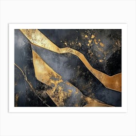 Abstract Black And Gold Painting Art Print