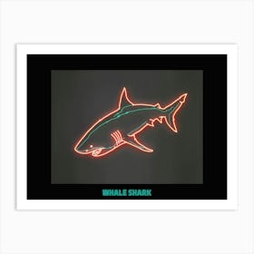 Neon Dark Red Whale Shark 6 Poster Art Print