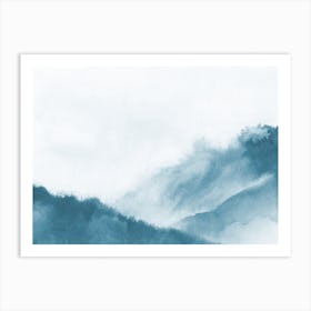 Misty Mountains Dark Teal Art Print