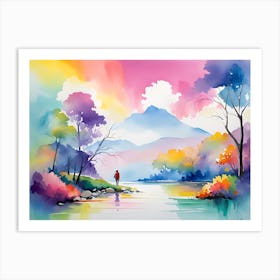 Watercolor Of A Lake 1 Art Print