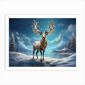 Reindeer In The Snow 4 Art Print