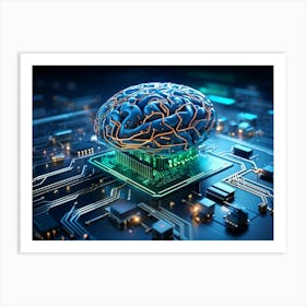 Abstract Concept Of A Brain Resembling An Intricate Circuit Board With Neural Lines Crisscrossing A Art Print