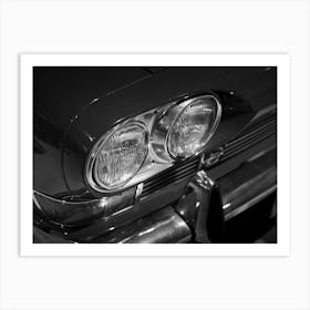 Black And White Car Headlights Art Print