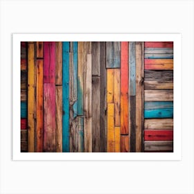 Colorful wood plank texture background 3 Art Print