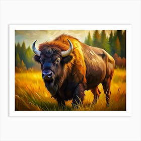 Bison Standing In A Meadow Art Print