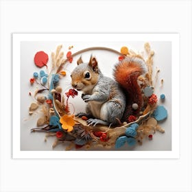 Squirrel In A Wreath Art Print