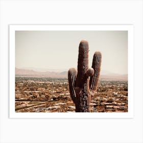 Cactus With City Art Print