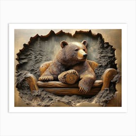 Captivating 3d Bear Artwork Design And Stunning Canvas Painting Art Print