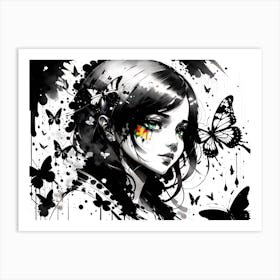 Girl With Butterflies 1 Art Print