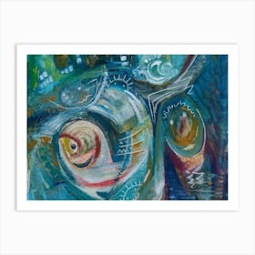 Abstract In Shades of Blue Art Print