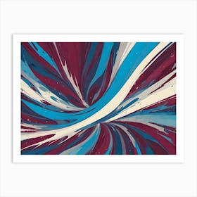 Abstract Background With Swirling Lines In Blue, Red, And White Hues Art Print