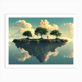 Tree Island In The Sky Art Print