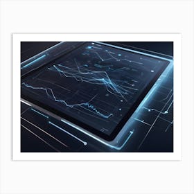 A Tablet Displays A Futuristic Interface Showing Data Graphs And Charts, Surrounded By Glowing Lines, Representing Business Analytics And Technology Art Print