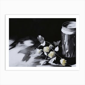 Jar Of Coffee Black and White Art Print