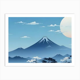 Japanese Mountain Landscape With Cherry Blossoms 2 Art Print