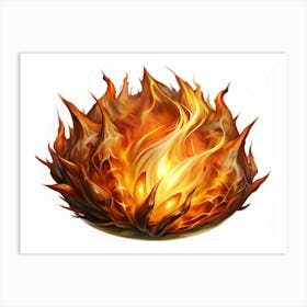 Fiery Orange And Yellow Flame Illustration Art Print