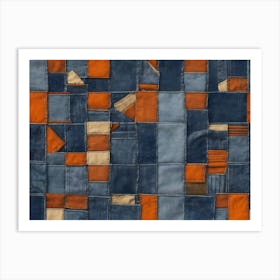 Blue And Orange Patchwork Art Print