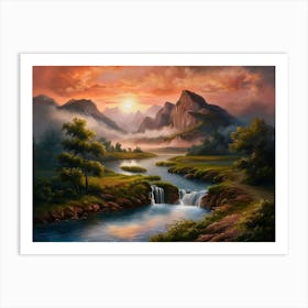 Sunset In The Mountains 43 Art Print