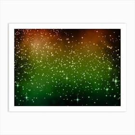 Green, Yellow, Orange Shining Star Background Art Print