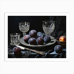 Plums On A Table Art Print