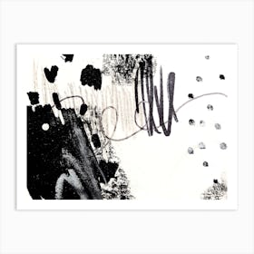 Black And White Abstract Scribble Painting Art Print