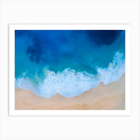 Greece, Seaside, beach and wave #8. Aerial view beach print. Sea foam Art Print