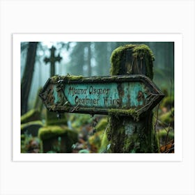 A Decaying Signboard At The Infamous Haunted Cemetery Letters Of The Signboard Are Weather Beaten A (13) Art Print