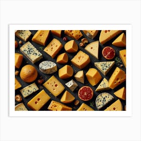 Cheese On A Black Background Art Print