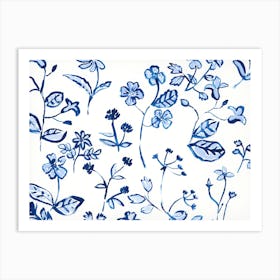 Blue Floral Painting Art Print