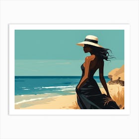 Illustration of an African American woman at the beach 52 Art Print