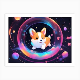 Corgi In Space 14 Art Print