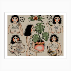 Tattooed Women Art Print