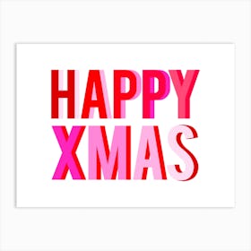 Happy Xmas Red and Pink Art Print