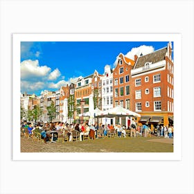 Europe, Netherlands, Amsterdam, Terrace On Torensluis Bridge Art Print