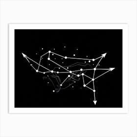 Abstract Composition Featuring A Black Hand Formed By A Constellation Of Arrows And Pointers Set In 2 1 Art Print