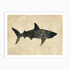 Bigeye Thresher Shark Grey Silhouette 1 Art Print