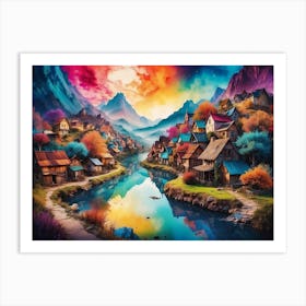 Rainbow Village Art Print