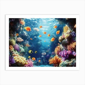 3d Underwater Coral Reef with Sea Life 2 Art Print