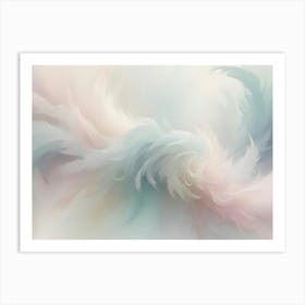 Abstract Background With Soft, Flowing, Feathery Forms In Shades Of Pale Pink, White, And Light Blue Art Print