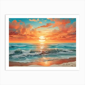 Sunset At The Beach 36 Art Print