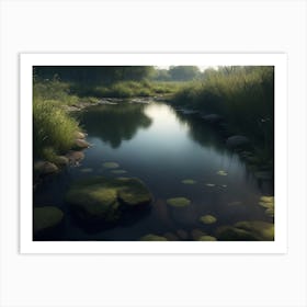 Tranquil Brook Flowing Through A Clear Watered Wetland Art Print