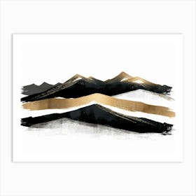 Black And Gold Mountains 6 Art Print