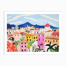 Catania Italy Cute Watercolour Illustration 1 Art Print